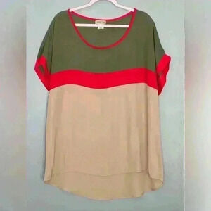 Janette Plus Multicolor Short Sleeve Blouse (464)